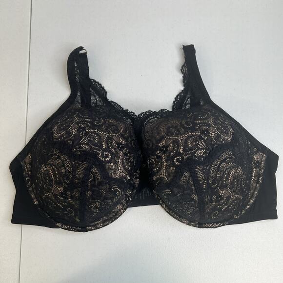 ThirdLove 44E 24/7 Lace Contour Plunge Bra Womens Black Nude Underwire Padded - Picture 3 of 13